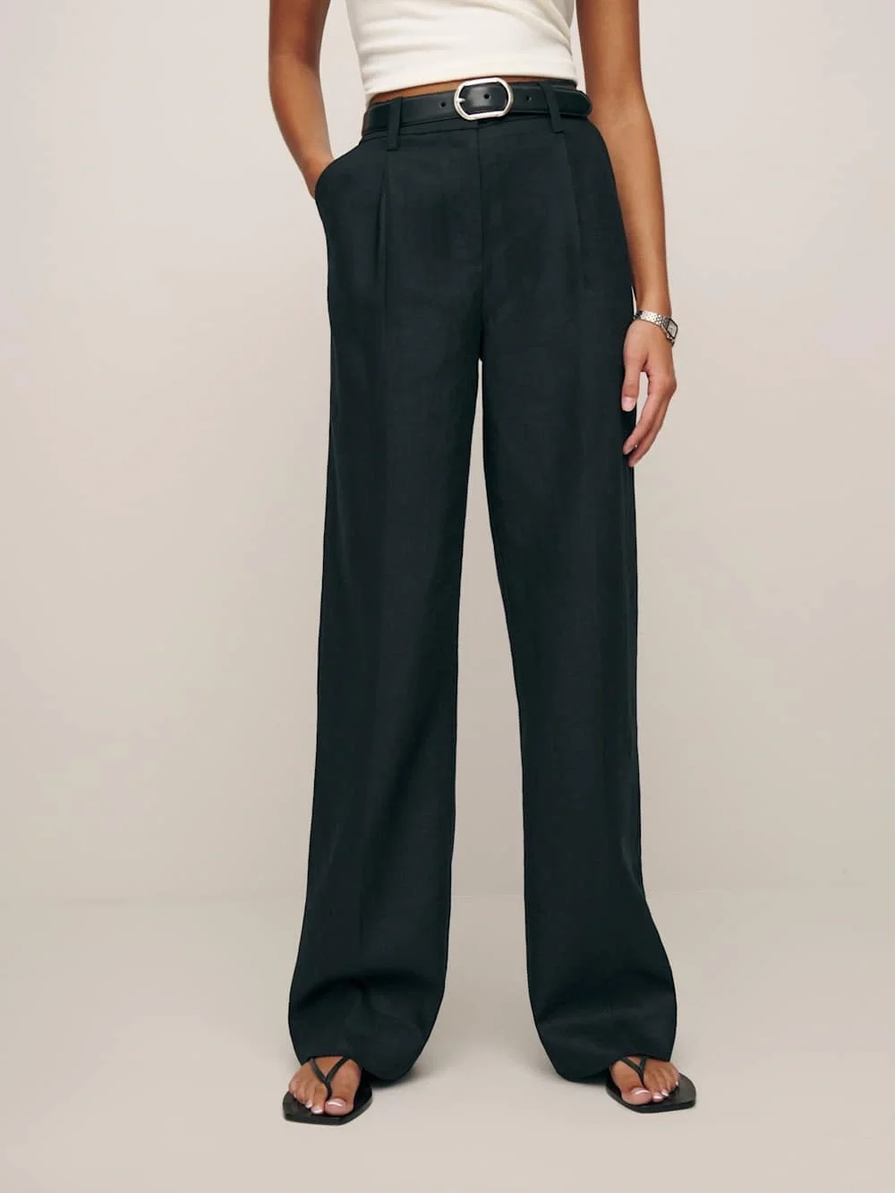 Reformation Alex Linen Mid Rise Pant Size 0